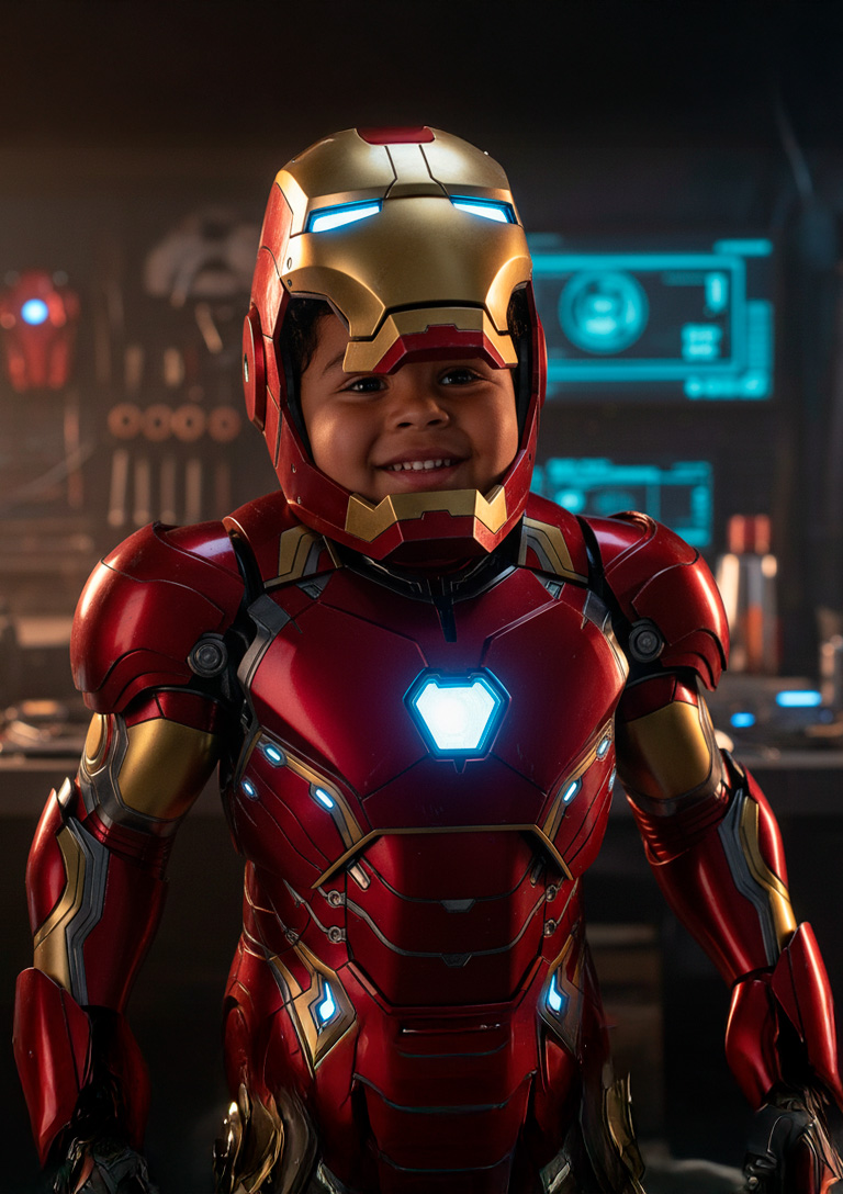 Projeto visual criativo com personagem em cenário tecnológico